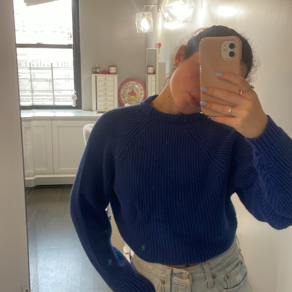 Hollister Blue Cowl Neck Sweater with Chunky Knit